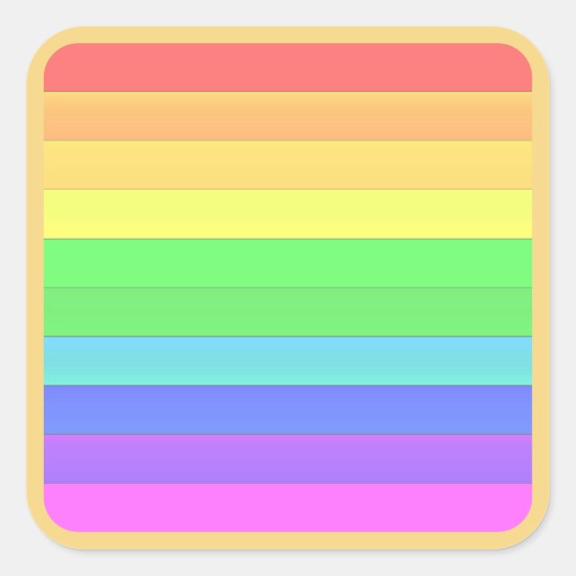 Elegant & Fun Colourful Rainbow Stripes Square Sticker (Front)