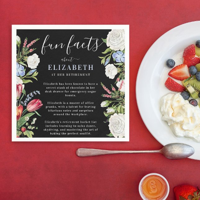 Elegant Fun Facts Modern Script Pastel Floral  Napkin (Creator Uploaded)