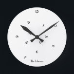Elegant Fun Jumbled Numbers Room Office Wall Decor Round Clock<br><div class="desc">Custom, personalised, fun cool jumbled numbers acrylic black and white round wall clock for your room, home, office. Its hours all appear to be jumbled, crazily placed, but amazingly it works! Simply type in your name / business or company name / the name of bride & groom / husband &...</div>