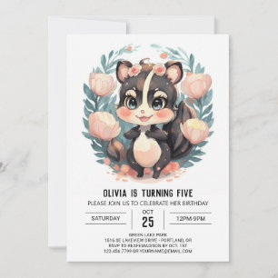 Elegant Fun Skunk Birthday Invitation