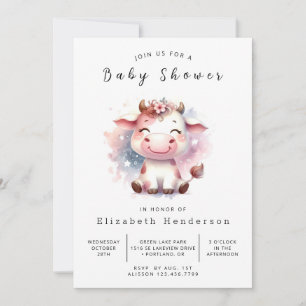 Elegant Fun Stylish Cow Baby Shower Invitation