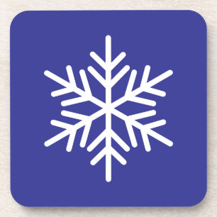 Elegant Fun White Nordic Snowflake On Deep Blue Coaster
