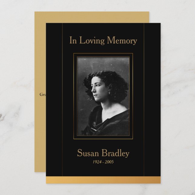 Elegant Funeral Announcement with Photo Invitation (Front/Back)