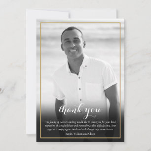Elegant Funeral Black and White Photo Thank You Card