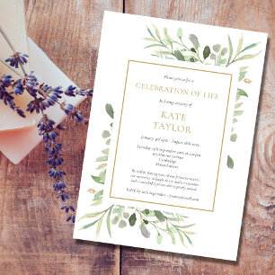 Elegant Funeral Celebration of Life Greenery Invitation