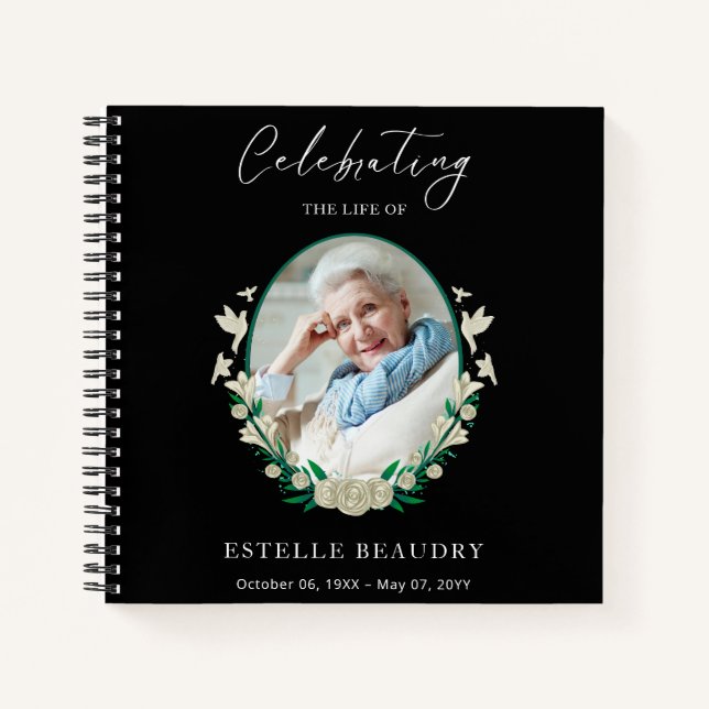 Elegant Funeral Celebration of life Guest Book (Front)