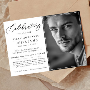 Elegant Funeral Celebration of life Photo Memorial Invitation