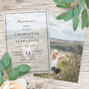 Elegant Funeral   Chic Memorial Service Photo Invitation
