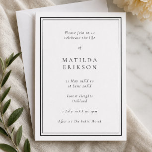 Elegant Funeral Classic Celebration of Life Invitation