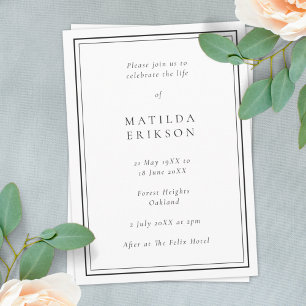 Elegant Funeral Classic Celebration of Life Invitation