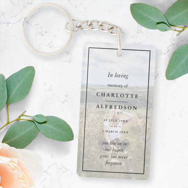 Elegant Funeral Favour | Memorial Keepsake Photo Key Ring (Creator Uploaded)
