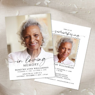 Elegant Funeral In Loving Memory Photo Memorial Invitation