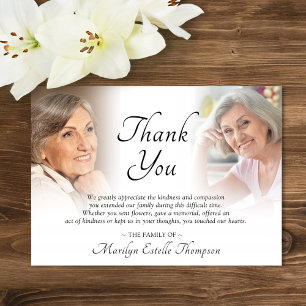 Elegant Funeral Memorial 2 Photos Thank You