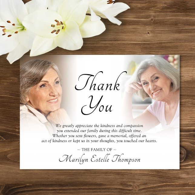 Elegant Funeral Memorial 2 Photos Thank You (Creator Uploaded)