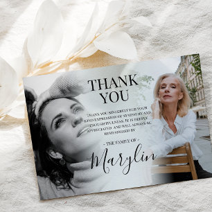 Elegant Funeral Memorial Before & After Photo Thank You Card