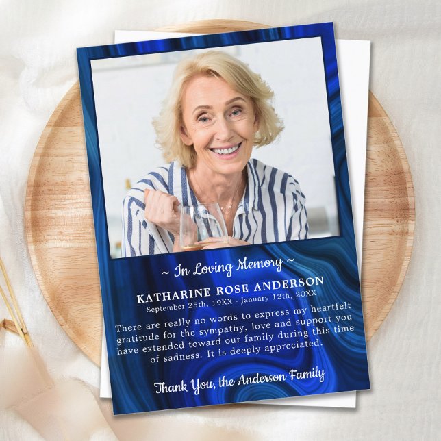 Elegant Funeral Memorial Custom Photo Sympathy Thank You Card (Creator Uploaded)