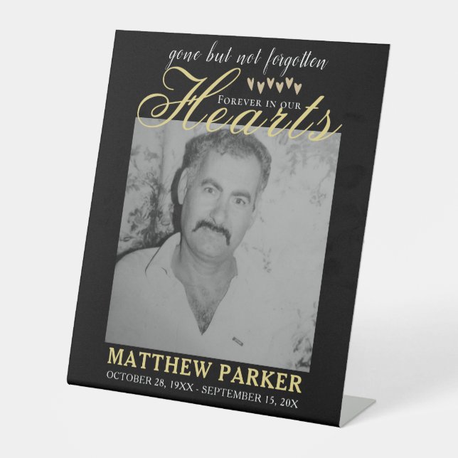 Elegant funeral memorial pedestal sign (Front)