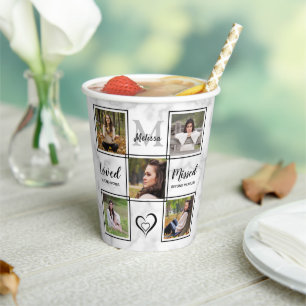 Elegant Funeral Memorial Personalise Photo Collage Paper Cups