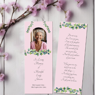 Elegant Funeral Memorial Photo Bookmark Card
