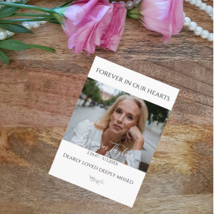 Elegant Funeral Memorial Photo Prayer Card