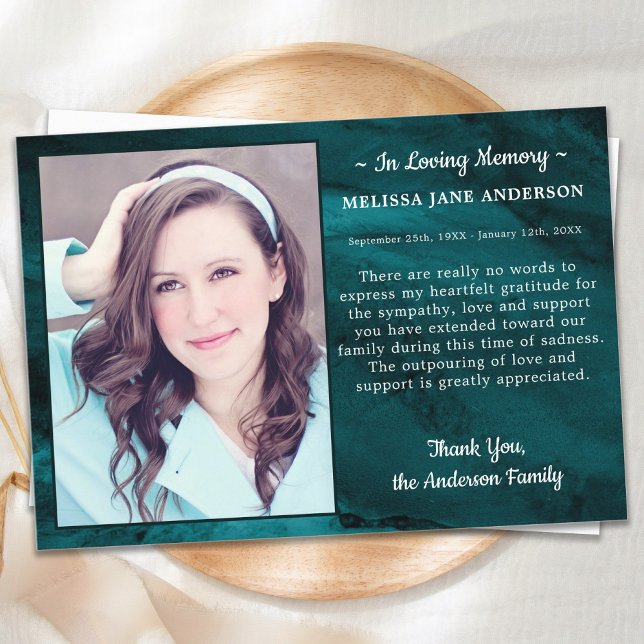 Elegant Funeral Memorial Photo Sympathy  Thank You Card (Creator Uploaded)