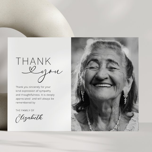 Elegant Funeral Memorial Photo Thank You Card (Creator Uploaded)