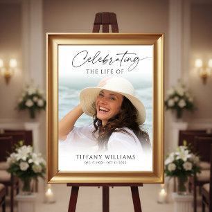 Elegant Funeral Memorial Photo Welcome Sign