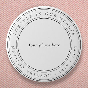 Elegant Funeral Minimal Classic Memorial Photo 6 Cm Round Badge