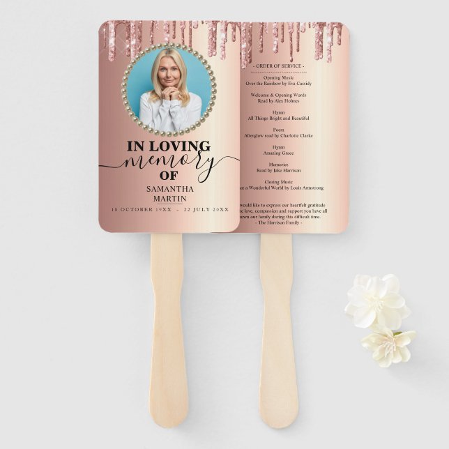 Elegant Funeral | Modern Celebration of Life Hand  Hand Fan (Front and Back)