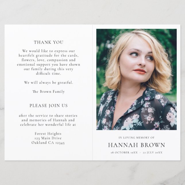 Elegant Funeral Order of Service Memorial Program (Front)