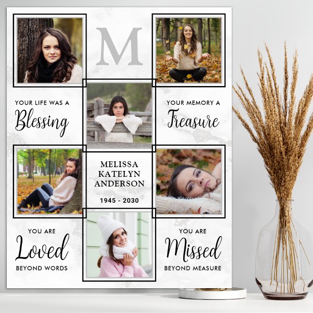  Elegant Funeral Personalized 6 Photo Memorial Poster (Creator Uploaded)