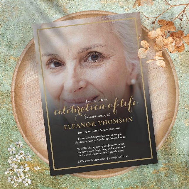Elegant Funeral Photo Celebration of Life Invitation (Elegant Funeral Photo Celebration of Life Invitation)