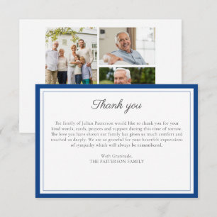 Elegant Funeral Photo Collage Custom Message  Thank You Card