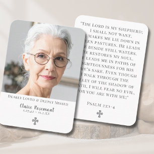 Elegant Funeral Photo Cross Prayer Card