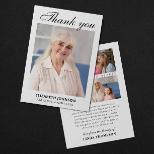 Elegant Funeral Photo Memorial Thank You Card
