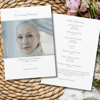 Elegant Funeral Photo Order Of Service Program