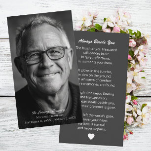 Elegant Funeral Photo Sympathy Memorial Prayer Business Card