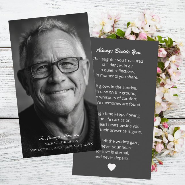 Elegant Funeral Photo Sympathy Memorial Prayer Business Card (Creator Uploaded)