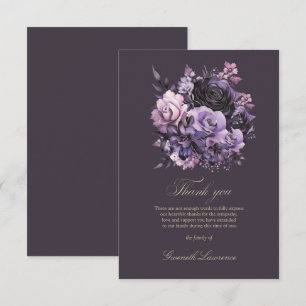 Elegant Funeral Plum Purple Roses  Thank You Card