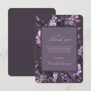 Elegant Funeral Plum Purple Roses Thank You Card