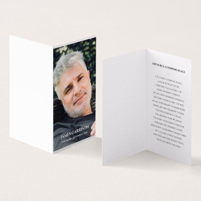 Elegant Funeral Prayer Card with Photo (Inside and Outside)
