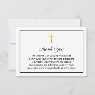 Elegant Funeral Religious Thank You Cross Card