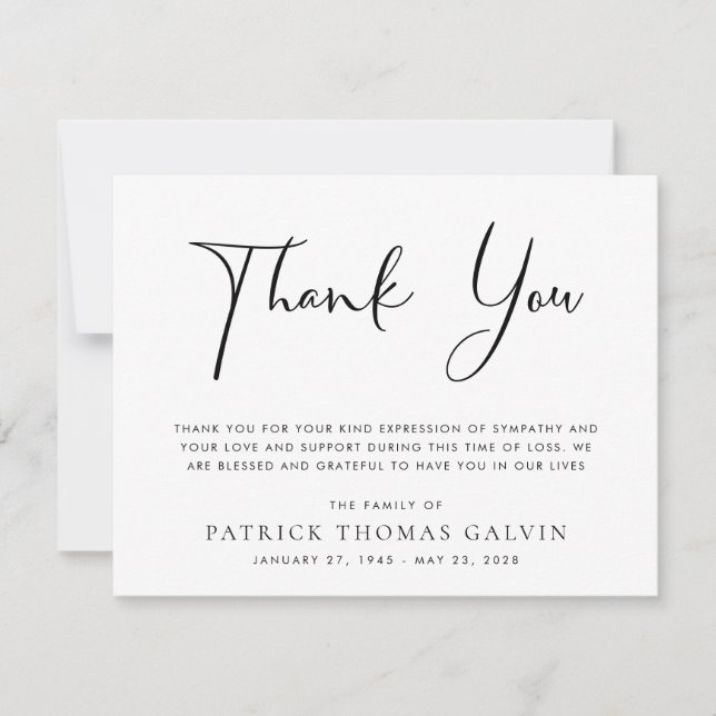 Elegant Funeral Thank You (Front)