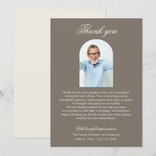 Elegant Funeral Thank you Photo Arch Memorial Card