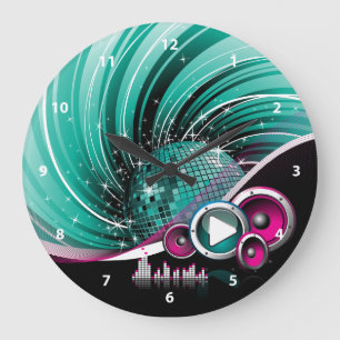 Elegant Funky Girly Disco Ball Vector Large Clock