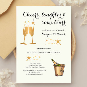 Elegant Funny Cheers Laughter Tears Retirement  Invitation