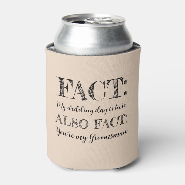 Elegant & Funny Fact Groomsman Proposal Almond Can Cooler (Can Front)