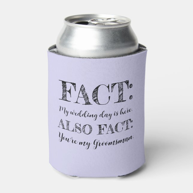 Elegant & Funny Fact Groomsman Proposal Light Blue Can Cooler (Can Front)