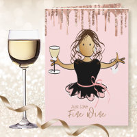 Elegant Funny Female Cartoon Ethnic Wine Birthday 