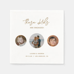 Elegant Funny Gold Kids Photo Engagement Party Napkin